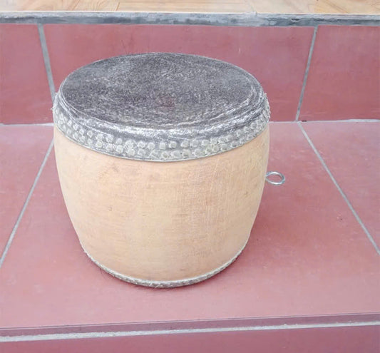 Combo of 3 Sets of Vietnamese Traditional Musical Instruments: Bass Drum (Trong De), Metal Gong (Thanh La), and Small Gongs (Tiu & Canh)