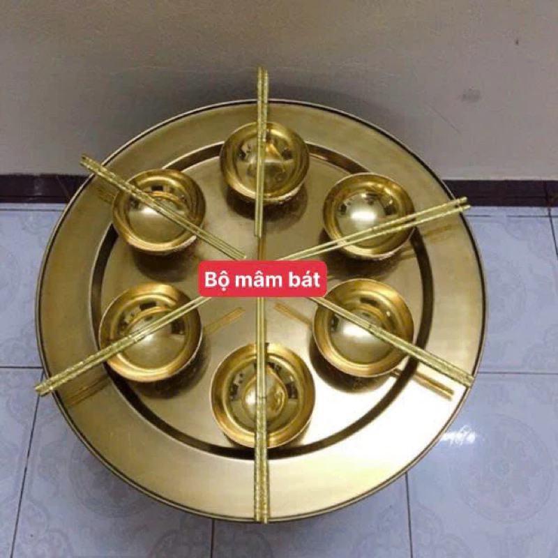 Combo 01 Dragon Phoenix Brass Altar Bowl & Chopsticks Set Vietnamese