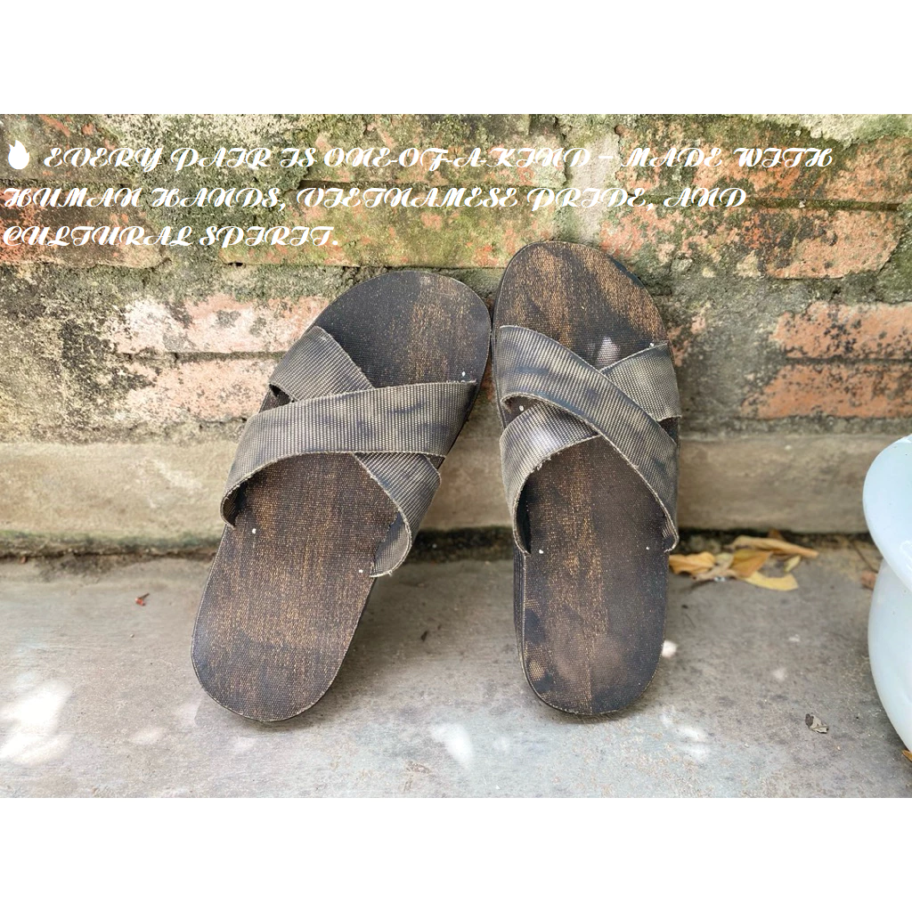 Ho Chi Minh Rubber Sandals - Handmade in Vietnam - Fabric-Lined Tire Sole - Legendary War-Era Heritage Gift