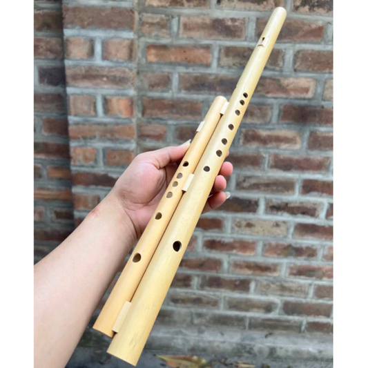 Double Bamboo Flute in C Tone – Traditional Hmong Style Instrument from Vietnam