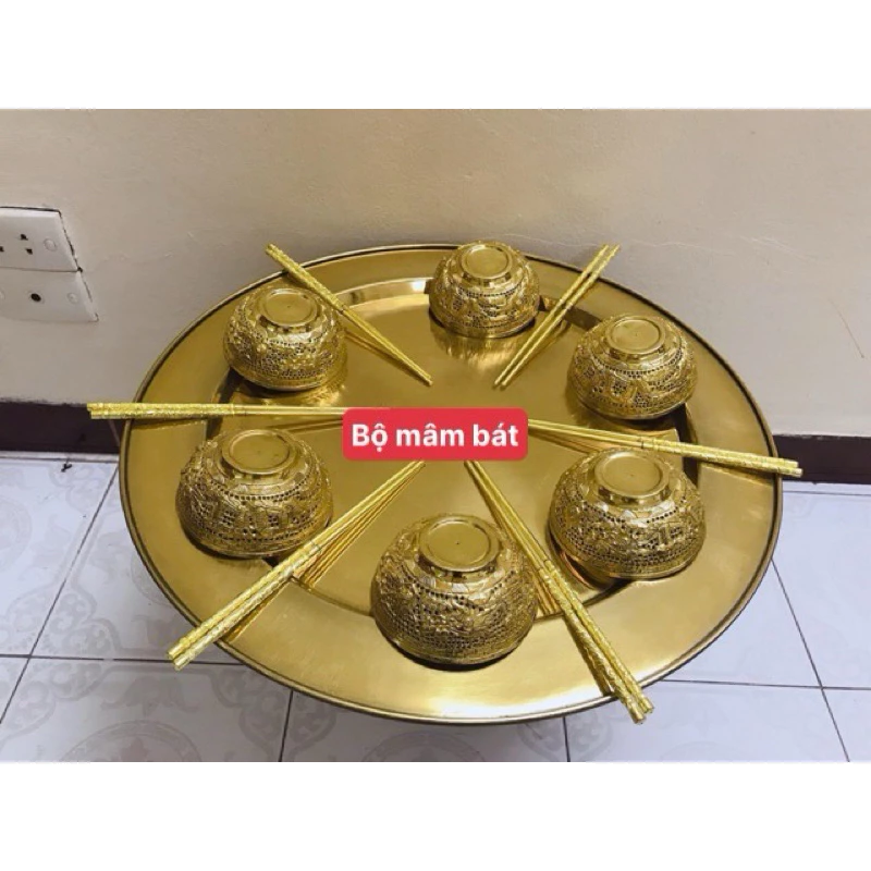 Combo 01 Dragon Phoenix Brass Altar Bowl & Chopsticks Set Vietnamese
