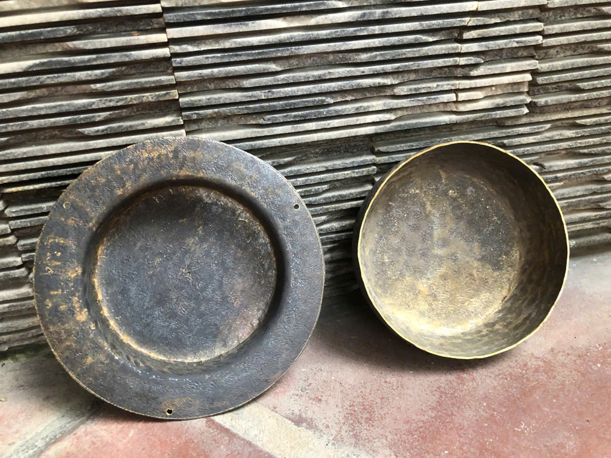 Combo of 3 Sets of Vietnamese Traditional Musical Instruments: Bass Drum (Trong De), Metal Gong (Thanh La), and Small Gongs (Tiu & Canh)