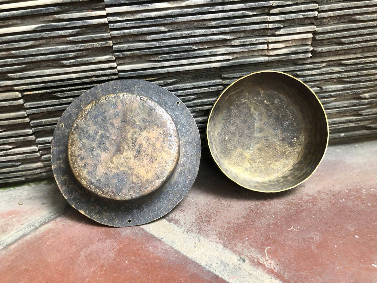Combo of 3 Sets of Vietnamese Traditional Musical Instruments: Bass Drum (Trong De), Metal Gong (Thanh La), and Small Gongs (Tiu & Canh)