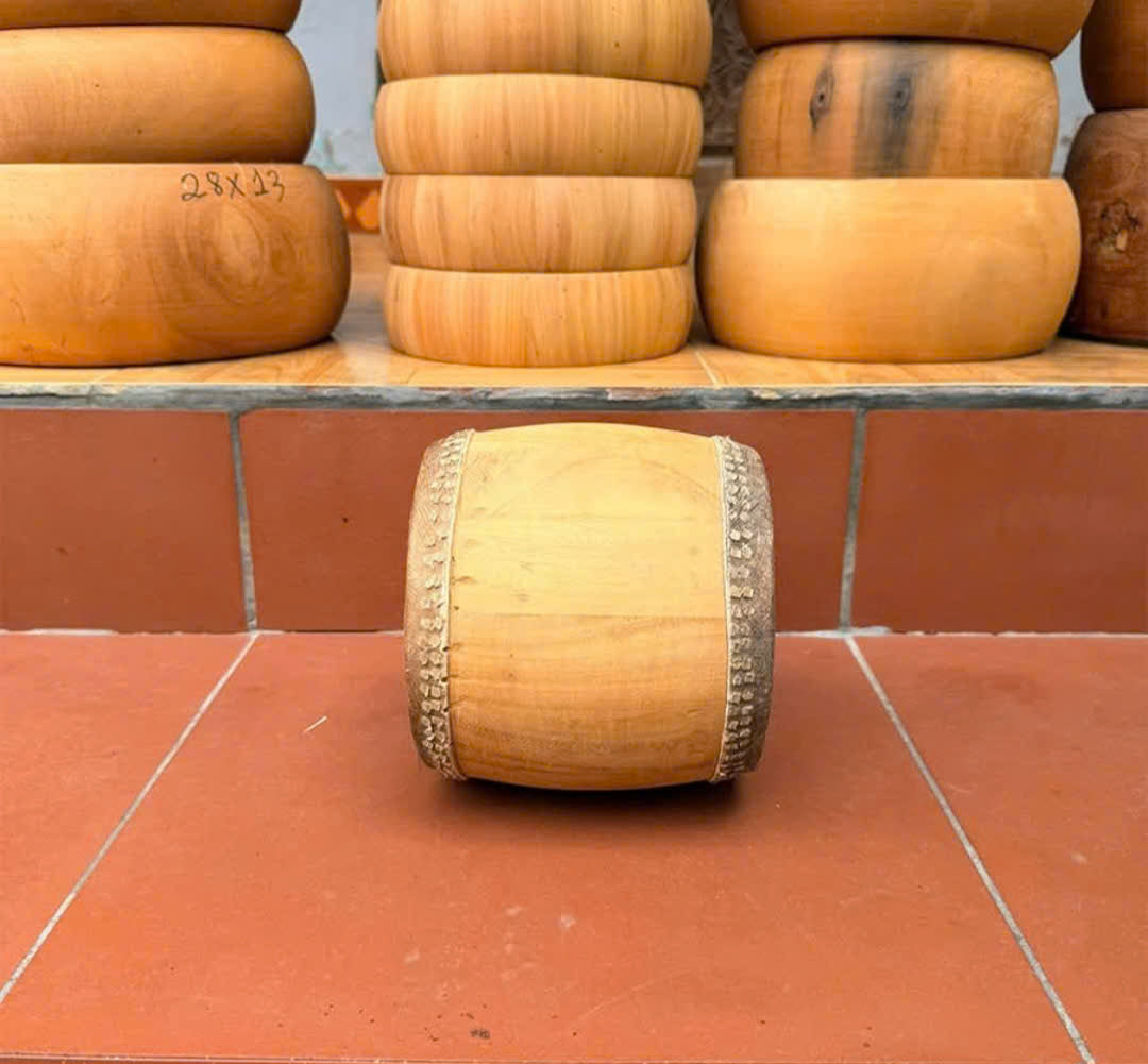 Combo of 3 Sets of Vietnamese Traditional Musical Instruments: Bass Drum (Trong De), Metal Gong (Thanh La), and Small Gongs (Tiu & Canh)