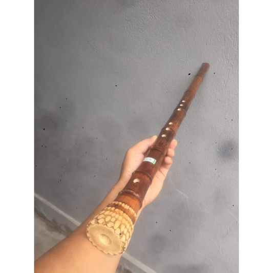 Smoked Bamboo Roots Vertical Flute C4 with Eight Holes, Vietnamese Name: Tieu Bat Khong