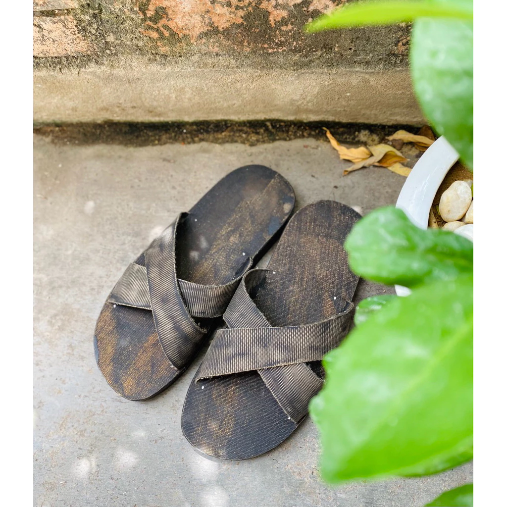 Ho Chi Minh Rubber Sandals - Handmade in Vietnam - Fabric-Lined Tire Sole - Legendary War-Era Heritage Gift
