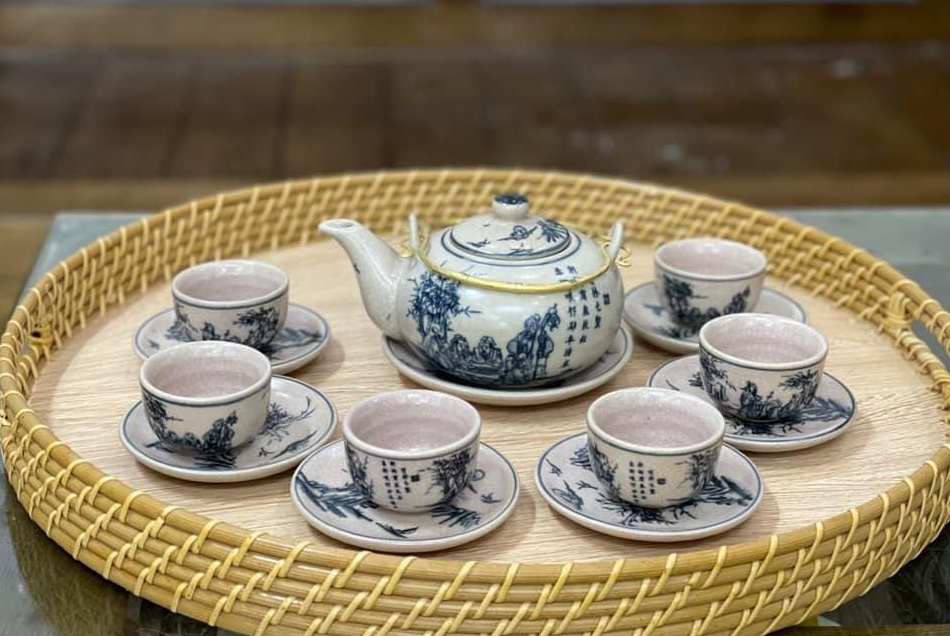 Handmade Bat Trang Pottery Tea Set - Authentic Vietnamese Craftsmanship | Delightful Taste & Unique Design