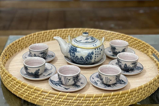 Handmade Bat Trang Pottery Tea Set - Authentic Vietnamese Craftsmanship | Delightful Taste & Unique Design