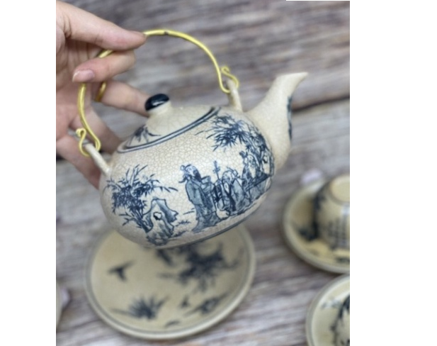 Handmade Bat Trang Pottery Tea Set - Authentic Vietnamese Craftsmanship | Delightful Taste & Unique Design