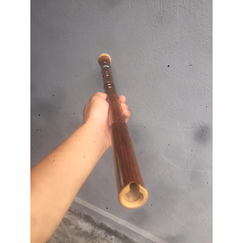 Smoked Bamboo Roots Vertical Flute C4 with Eight Holes, Vietnamese Name: Tieu Bat Khong