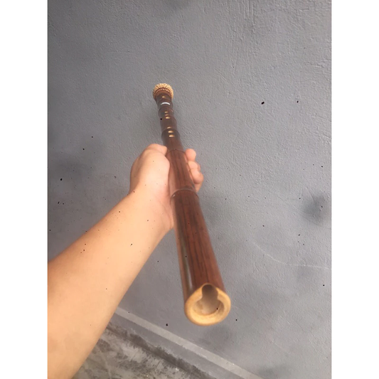 Smoked Bamboo Roots Vertical Flute C4 with Eight Holes, Vietnamese Name: Tieu Bat Khong