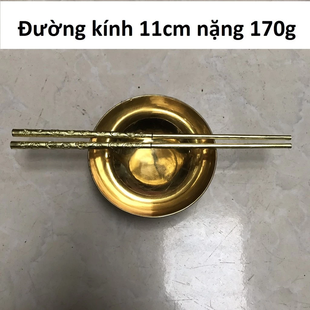 Combo 01 Dragon Phoenix Brass Altar Bowl & Chopsticks Set Vietnamese