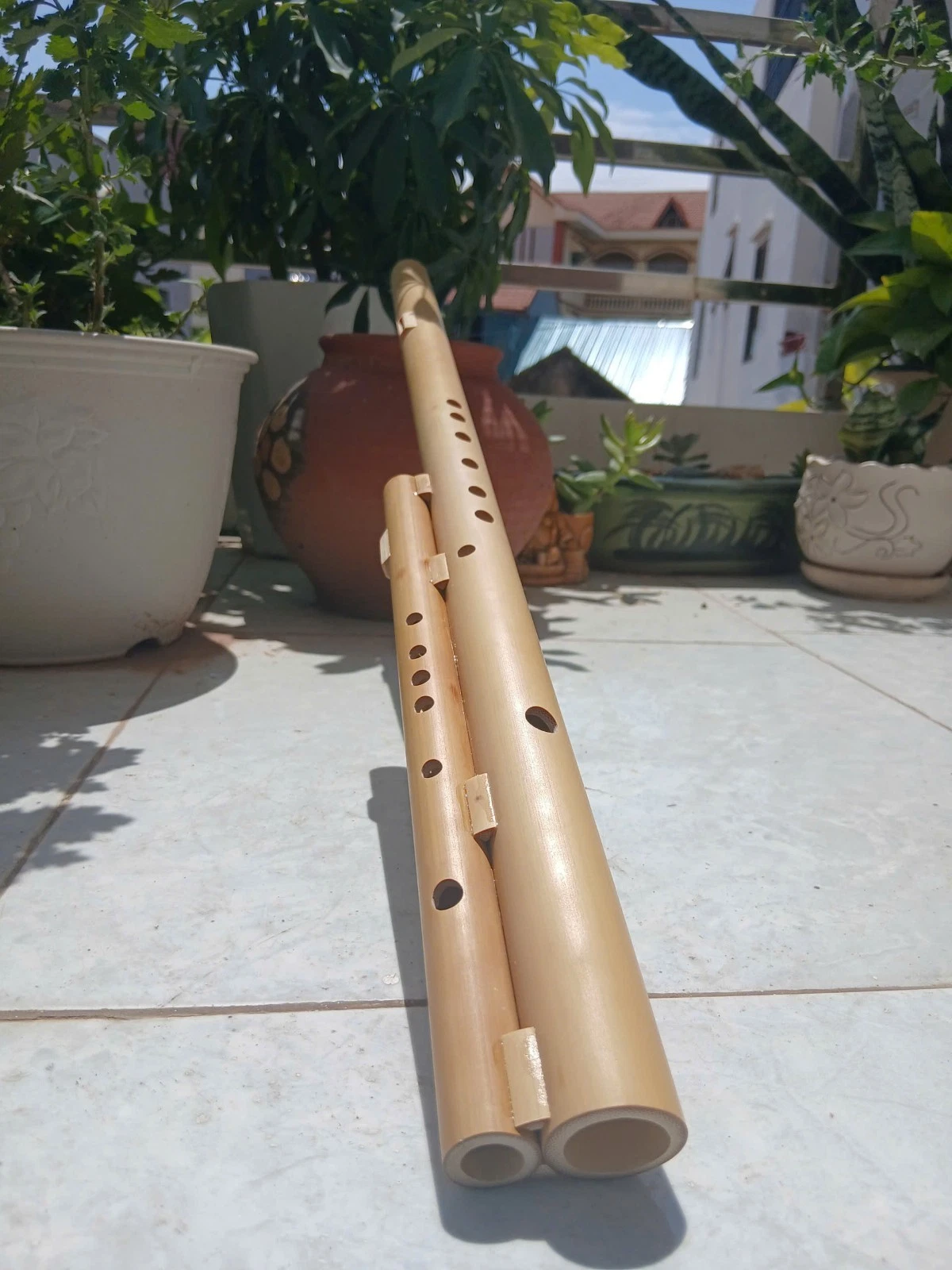 Double Bamboo Flute in C Tone – Traditional Hmong Style Instrument from Vietnam