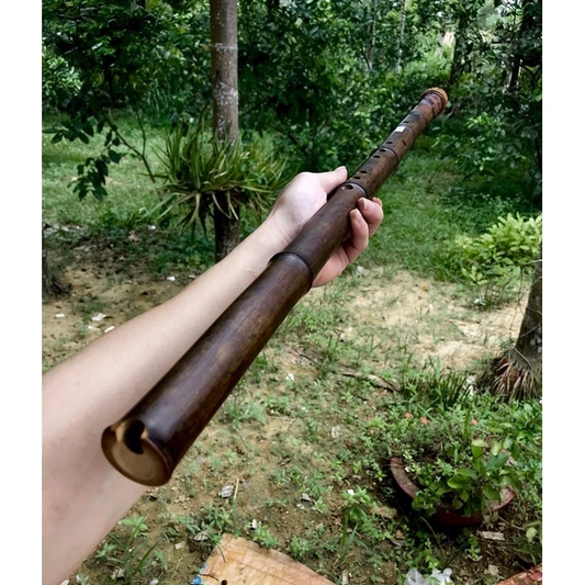 Smoked Bamboo Roots Vertical Flute C4 with Eight Holes, Vietnamese Name: Tieu Bat Khong