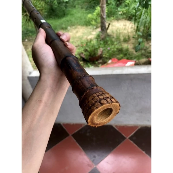 Smoked Bamboo Roots Vertical Flute C4 with Eight Holes, Vietnamese Name: Tieu Bat Khong