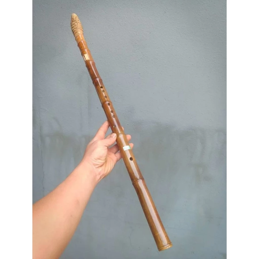 Vietnamese Double Sao Meo Flute – Smoked Bamboo Root | Traditional Vietnamese Highland Instrument