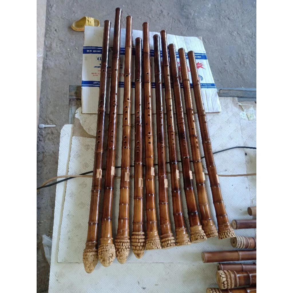 Vietnamese Double Sao Meo Flute – Smoked Bamboo Root | Traditional Vietnamese Highland Instrument