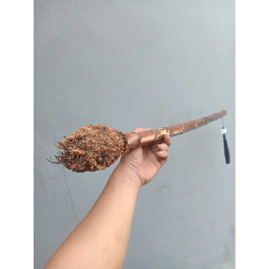 Vietnamese Double Sao Meo Flute – Smoked Bamboo Root | Traditional Vietnamese Highland Instrument
