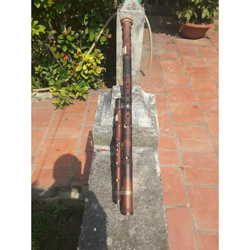 Vietnamese Double Sao Meo Flute – Smoked Bamboo Root | Traditional Vietnamese Highland Instrument