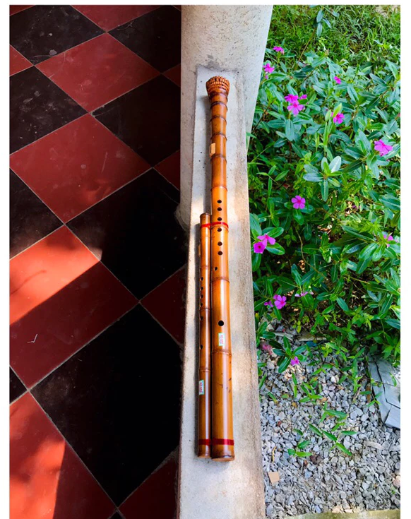Vietnamese Double Sao Meo Flute – Smoked Bamboo Root | Traditional Vietnamese Highland Instrument