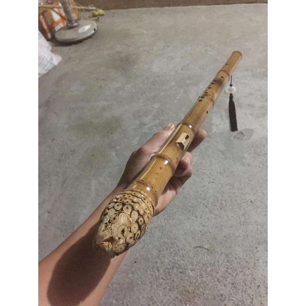 Vietnamese Double Sao Meo Flute – Smoked Bamboo Root | Traditional Vietnamese Highland Instrument