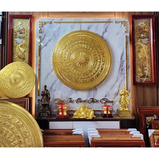 DONG SON Bronze Drum Face Wall Decor Handcrafted in Dai Bai Bronze Vietnam