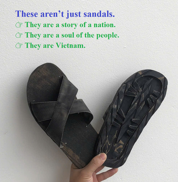Ho Chi Minh Rubber Sandals - Handmade in Vietnam - Fabric-Lined Tire Sole - Legendary War-Era Heritage Gift
