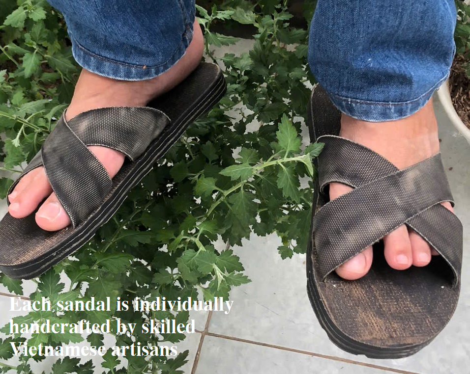 Ho Chi Minh Rubber Sandals - Handmade in Vietnam - Fabric-Lined Tire Sole - Legendary War-Era Heritage Gift