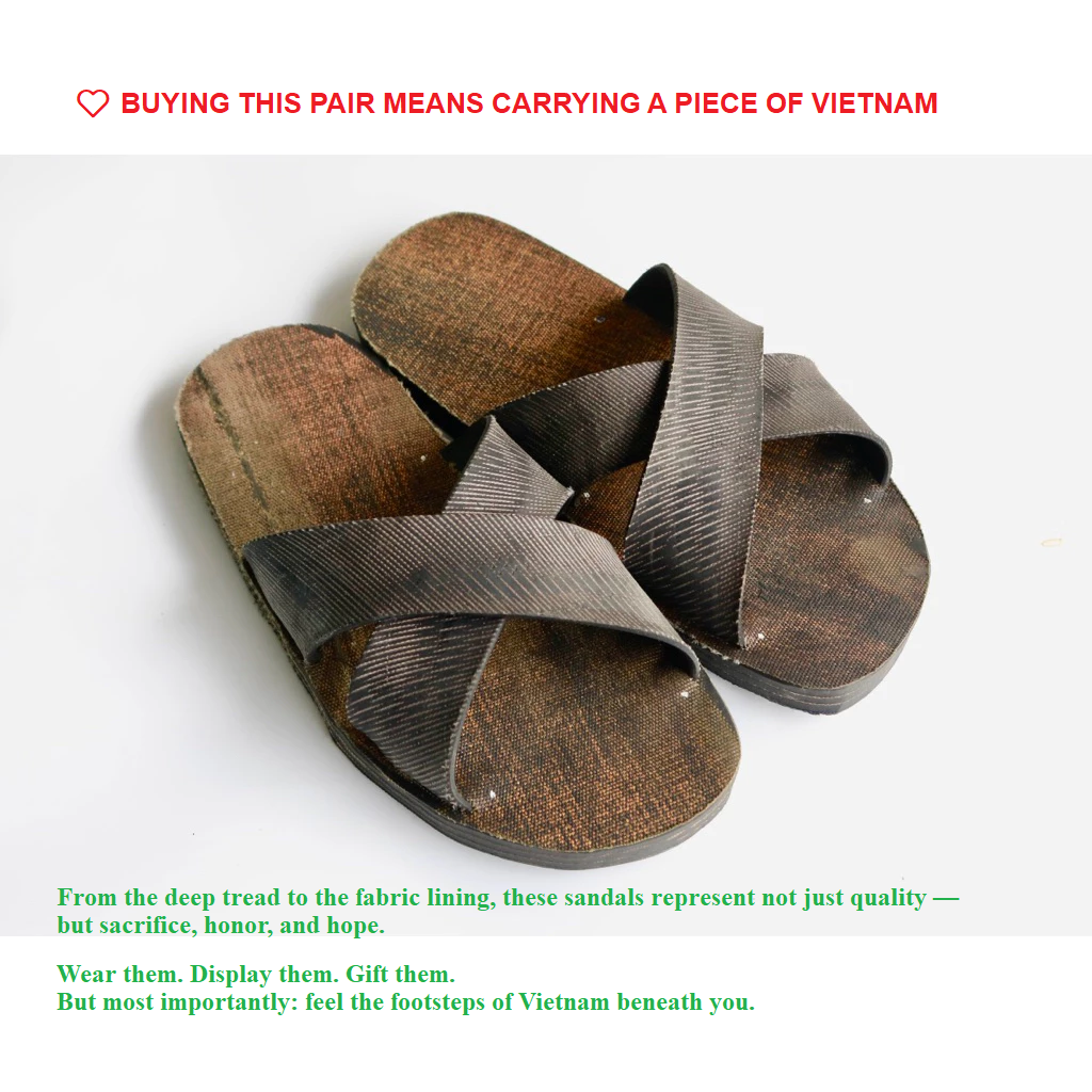 Ho Chi Minh Rubber Sandals - Handmade in Vietnam - Fabric-Lined Tire Sole - Legendary War-Era Heritage Gift