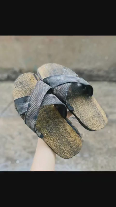 Ho Chi Minh Rubber Sandals - Handmade in Vietnam - Fabric-Lined Tire Sole - Legendary War-Era Heritage Gift
