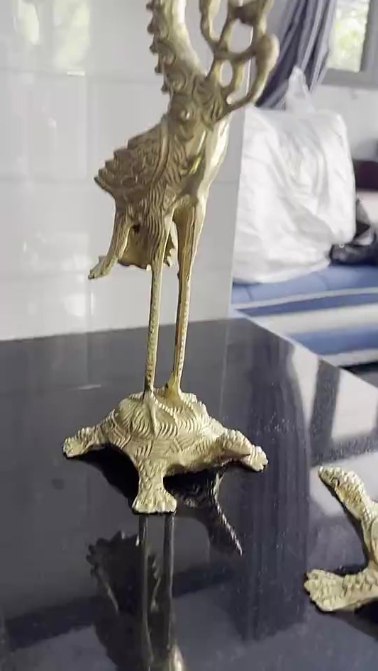 Set 2pcs of Handcrafted 42cm Brass Crane Statues - Symbol of Tranquility and Prosperity in Vietnamese Culture | vietcraft.art