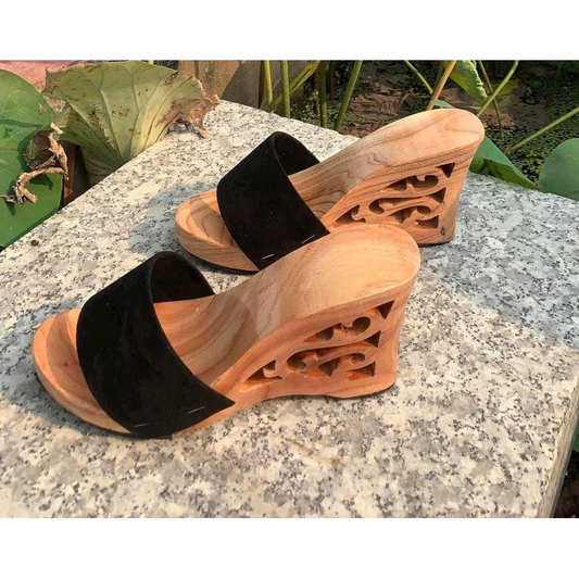 Traditional Vietnamese Wooden Clogs or Sole sisters (Guoc Moc) Sandal For Ao Dai
